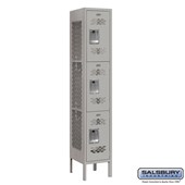 12" Wide Triple Tier Vented Metal Locker - 1 Wide - 5 Feet High - 12 Inches Deep