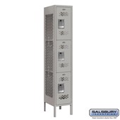12" Wide Triple Tier Vented Metal Locker - 1 Wide - 5 Feet High - 15 Inches Deep