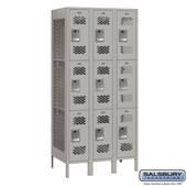 12" Wide Triple Tier Vented Metal Locker - 3 Wide - 6 Feet High - 18 Inches Deep