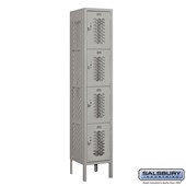 12" Wide Four Tier Vented Metal Locker - 1 Wide - 5 Feet High - 12 Inches Deep