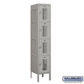 12" Wide Four Tier Vented Metal Locker - 1 Wide - 5 Feet High - 15 Inches Deep