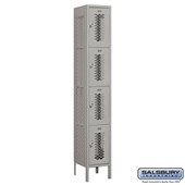 12" Wide Four Tier Vented Metal Locker - 1 Wide - 6 Feet High - 12 Inches Deep
