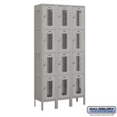 12" Wide Four Tier Vented Metal Locker - 3 Wide - 6 Feet High - 12 Inches Deep