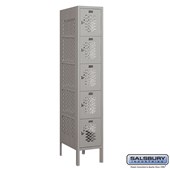 12" Wide Five Tier Box Style Vented Metal Locker - 1 Wide - 5 Feet High - 18 Inches Deep