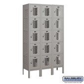 12" Wide Five Tier Box Style Vented Metal Locker - 3 Wide - 5 Feet High - 12 Inches Deep