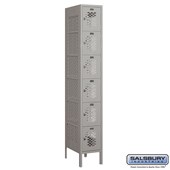 12" Wide Six Tier Box Style Vented Metal Locker - 1 Wide - 6 Feet High - 18 Inches Deep