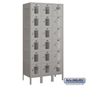 12" Wide Six Tier Box Style Vented Metal Locker - 3 Wide - 6 Feet High - 18 Inches Deep
