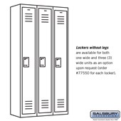 Lockers without legs - for 1 wide and 3 wide lockers