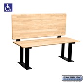 Wood ADA Locker Bench with back support - 48 Inches Wide