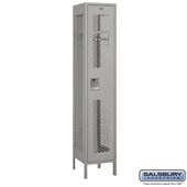 15" Wide Single Tier Vented Metal Locker - 1 Wide - 6 Feet High - 18 Inches Deep