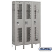 15" Wide Single Tier Vented Metal Locker - 3 Wide - 6 Feet High - 18 Inches Deep