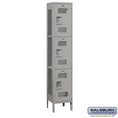 15" Wide Triple Tier Vented Metal Locker - 1 Wide - 6 Feet High - 15 Inches Deep
