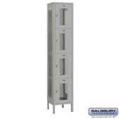 15" Wide Four Tier Vented Metal Locker - 1 Wide - 6 Feet High - 15 Inches Deep