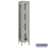15" Wide Four Tier Vented Metal Locker - 1 Wide - 6 Feet High - 18 Inches Deep