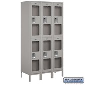 15" Wide Double Tier See-Through Metal Locker - 3 Wide - 6 Feet High - 18 Inches Deep