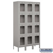 15" Wide Four Tier See-Through Metal Locker - 3 Wide - 6 Feet High - 15 Inches Deep