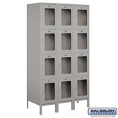 15" Wide Four Tier See-Through Metal Locker - 3 Wide - 6 Feet High - 18 Inches Deep
