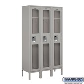 12" Wide Single Tier See-Through Metal Locker - 3 Wide - 5 Feet High - 12 Inches Deep