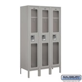 12" Wide Single Tier See-Through Metal Locker - 3 Wide - 5 Feet High - 15 Inches Deep