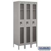 12" Wide Single Tier See-Through Metal Locker - 3 Wide - 6 Feet High - 18 Inches Deep