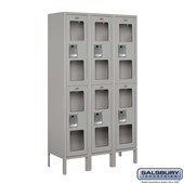 12" Wide Double Tier See-Through Metal Locker - 3 Wide - 5 Feet High - 12 Inches Deep