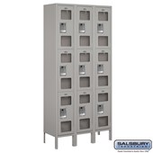 12" Wide Triple Tier See-Through Metal Locker - 3 Wide - 6 Feet High - 12 Inches Deep