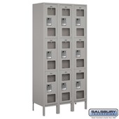 12" Wide Triple Tier See-Through Metal Locker - 3 Wide - 6 Feet High - 15 Inches Deep