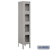 12" Wide Four Tier See-Through Metal Locker - 1 Wide - 5 Feet High - 12 Inches Deep