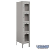 12" Wide Four Tier See-Through Metal Locker - 1 Wide - 5 Feet High - 18 Inches Deep