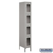 12" Wide Four Tier See-Through Metal Locker - 1 Wide - 6 Feet High - 18 Inches Deep