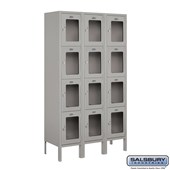 12" Wide Four Tier See-Through Metal Locker - 3 Wide - 5 Feet High - 12 Inches Deep
