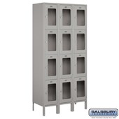 12" Wide Four Tier See-Through Metal Locker - 3 Wide - 6 Feet High - 15 Inches Deep
