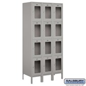 12" Wide Four Tier See-Through Metal Locker - 3 Wide - 6 Feet High - 18 Inches Deep