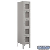 12" Wide Five Tier Box Style See-Through Metal Locker - 1 Wide - 5 Feet High - 15 Inches Deep