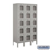 12" Wide Five Tier Box Style See-Through Metal Locker - 3 Wide - 5 Feet High - 12 Inches Deep