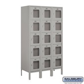 12" Wide Five Tier Box Style See-Through Metal Locker - 3 Wide - 5 Feet High - 15 Inches Deep