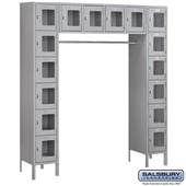 12" Wide Six Tier Box Style Bridge See-Through Metal Locker - 16 Box - 18 Inches Deep
