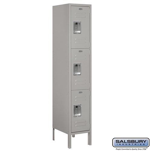 Standard Metal Locker - Triple Tier - 1 Wide - 5 Feet High - 15 Inches ...