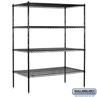 Black Salsbury Industries 9154BLK 60-Inch Wide by 24-Inch Deep Additional Shelf for Wire Shelving
