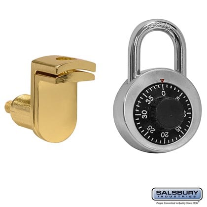 Combination Padlock - with Gold Finish Hasp - for Solid Oak Executive Wood Locker Door