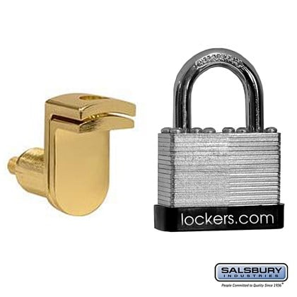 Key Padlock - with Gold Finish Hasp - for Solid Oak Executive Wood Locker Door- with (2) Keys