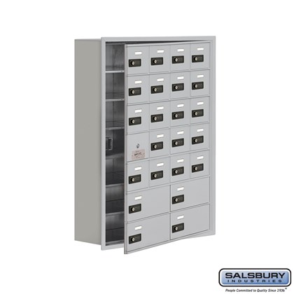 Cell Phone Storage Locker - with Front Access Panel - 7 Door High Unit (8 Inch Deep Compartments) - 20 A Doors (19 usable) and 4 B Doors - Recessed Mounted - Resettable Combination Locks