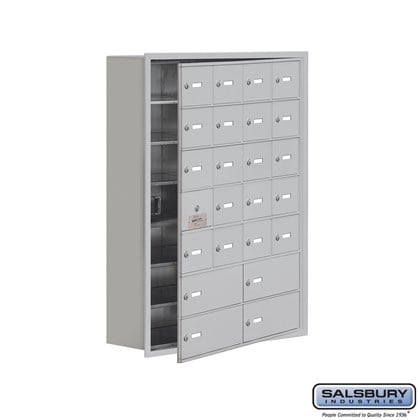 Cell Phone Storage Locker - with Front Access Panel - 7 Door High Unit (8 Inch Deep Compartments) - 20 A Doors (19 usable) and 4 B Doors - Recessed Mounted - Master Keyed Locks