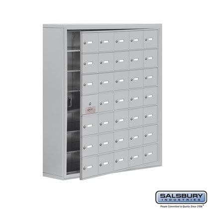 Cell Phone Storage Locker - with Front Access Panel - 7 Door High Unit (8 Inch Deep Compartments) - 35 A Doors (34 usable) - Surface Mounted - Master Keyed Locks