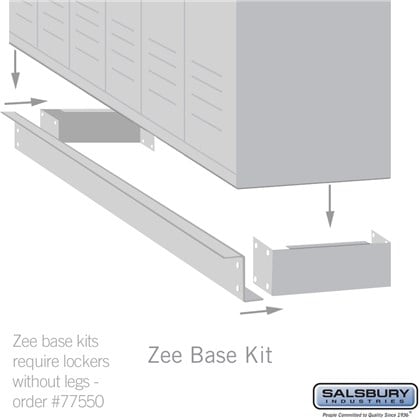 Zee Base Kit - 4 Inches High, 6 Foot Length - for 15 Inch Deep Metal Lockers (Includes 6 Foot Front Base, 2 End Bases, Corner Splicer and 4 Rear Legs)