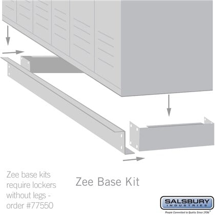 Zee Base Kit - 4 Inches High, 6 Foot Length - for 18 Inch Deep Metal Lockers (Includes 6 Foot Front Base, 2 End Bases, Corner Splicer and 4 Rear Legs)