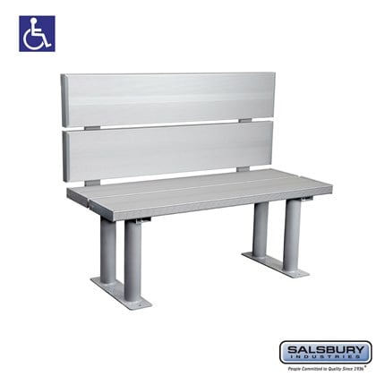 Aluminum ADA Locker Bench with back support - 42 Inches Wide