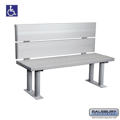 Salsbury Aluminum ADA Locker Bench with back support - 48 Inches Wide