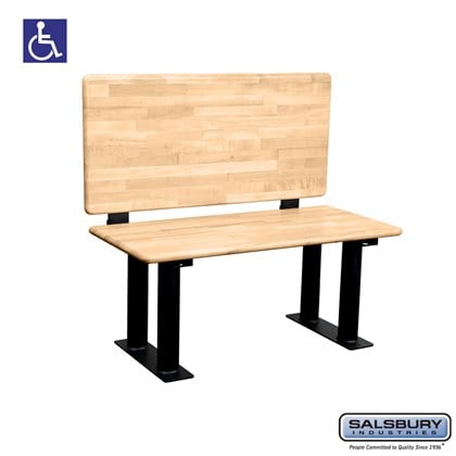 Wood ADA Locker Bench with back support - 42 Inches Wide