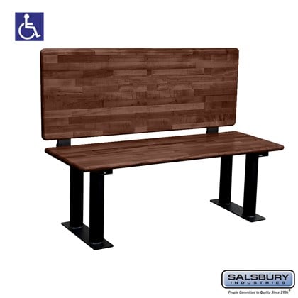 Salsbury Wood ADA Locker Bench with back support- 48 Inches Wide - Dark Finish